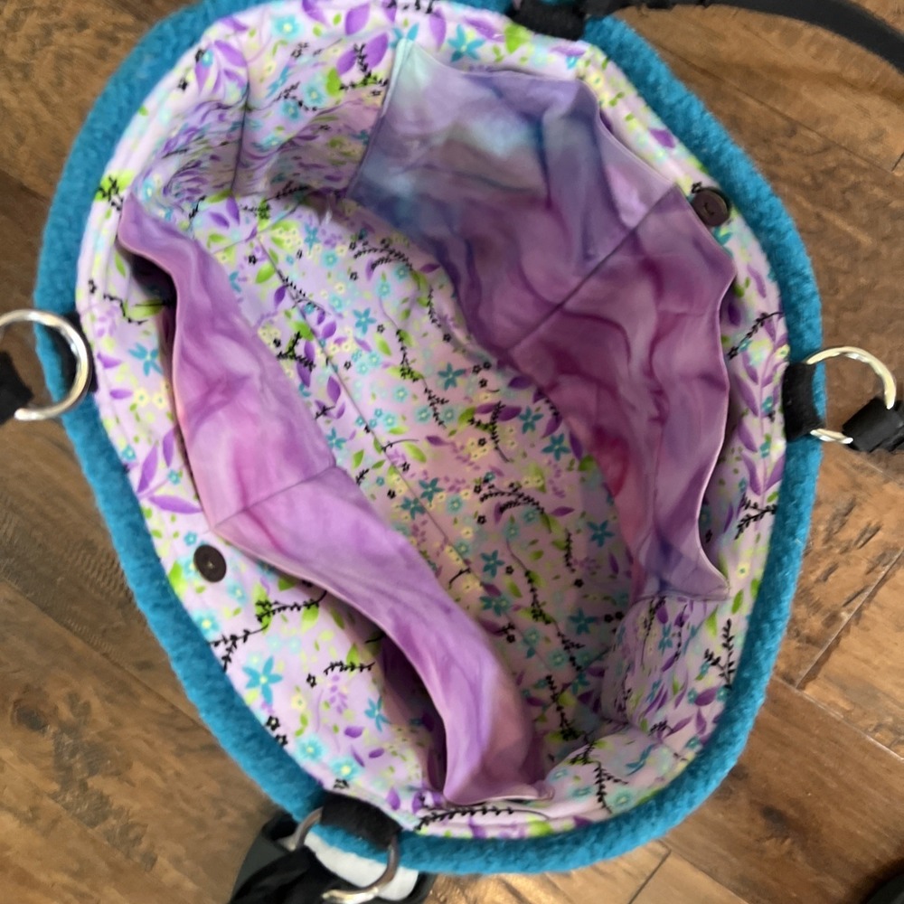 Handmade‎ Felted Wool Purple Teal Double Handle Boho Tote Handbag Purse Laptop - Picture 4 of 11